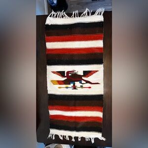 VTG Wool Mexican Thunderbird and Serpent Serape Rug Southwestern Woven Runner